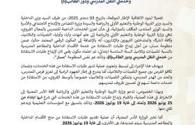 إيداع طلبات الاستفادة من منح الأقسام الداخلية والمطاعم المدرسية وخدمتي النقل المدرسي ودور الطالب (ة)