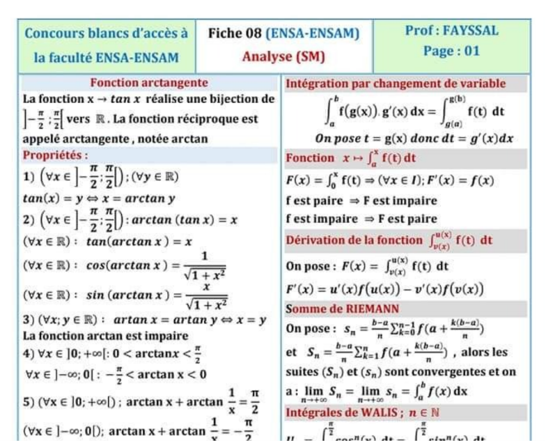 Concours blancs d'accès à la faculté ENSA-ENSAM