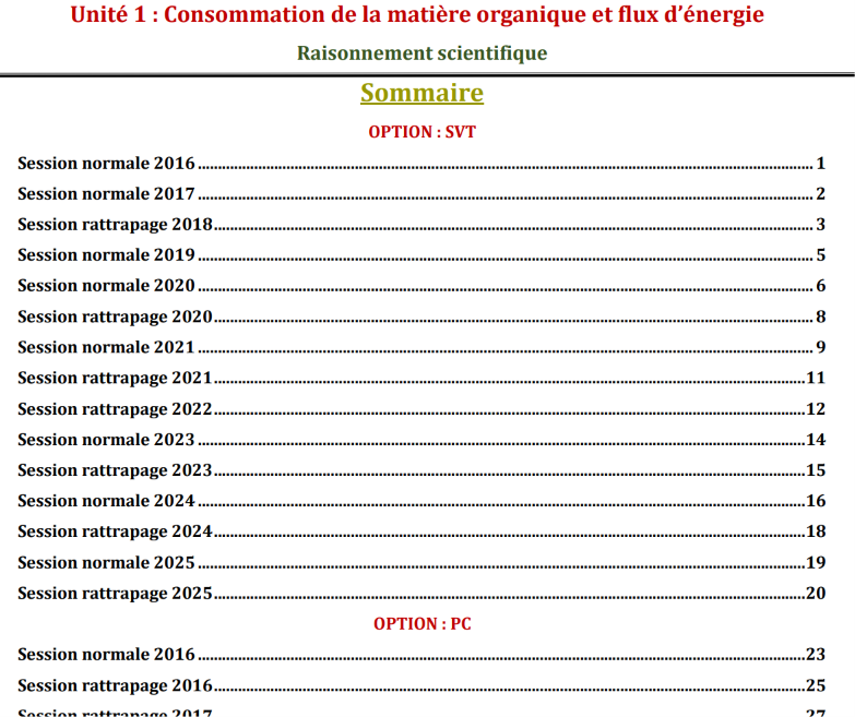 Consommation de la matière organique et flux d'énergie Raisonnement scientifique