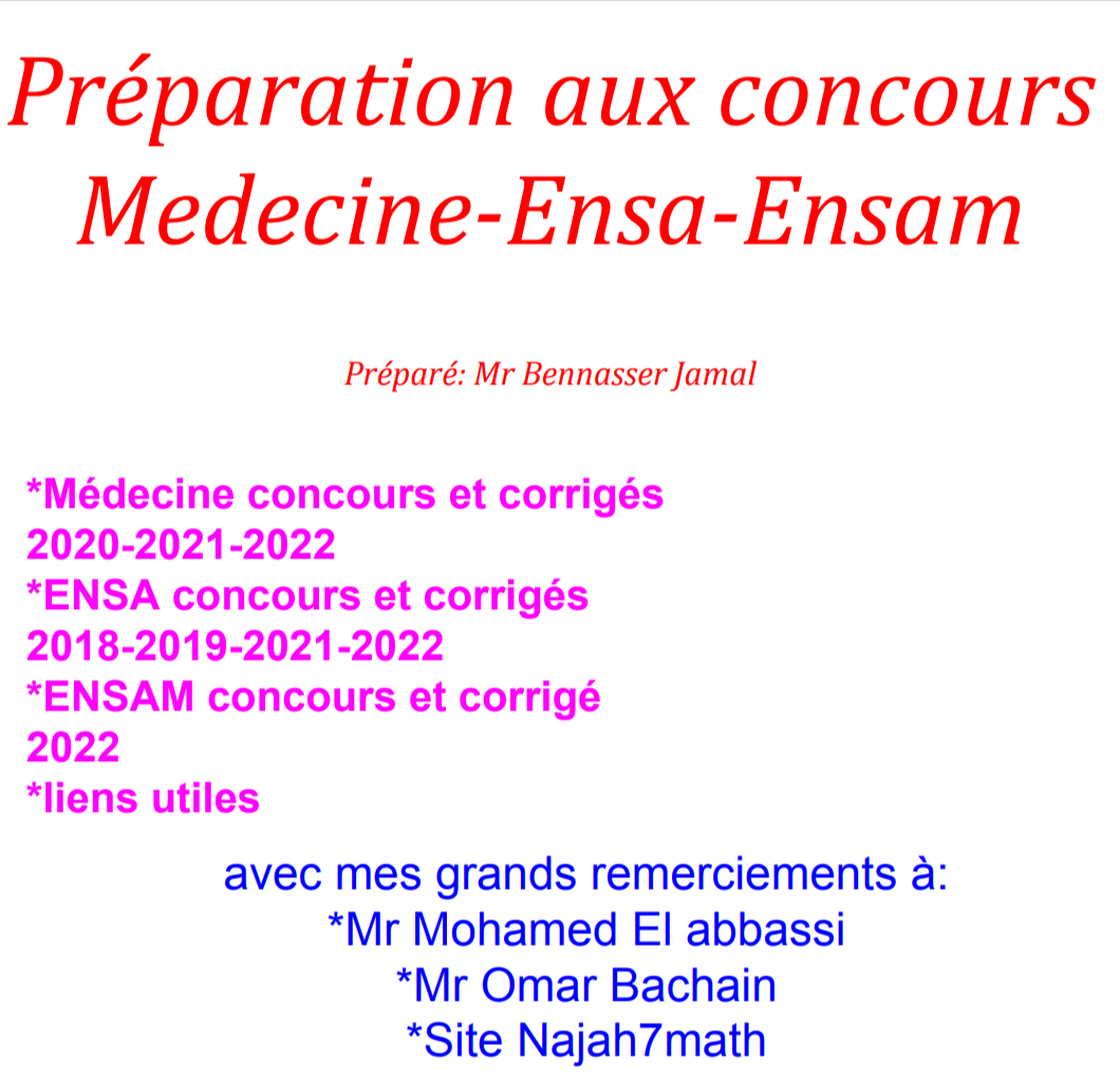 Préparation aux concours Medecine-Ensa-Ensam